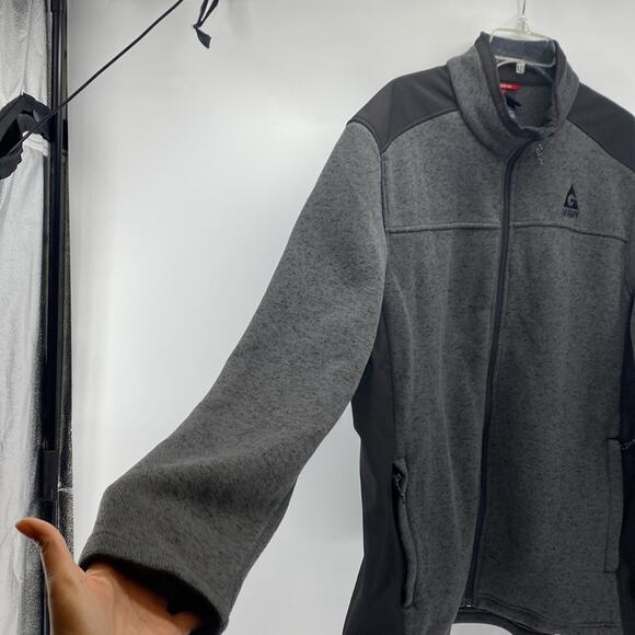 Gerry full Zip front mixed media Jacket Gray marled knit outdoor hiking size XXL - Picture 5 of 7